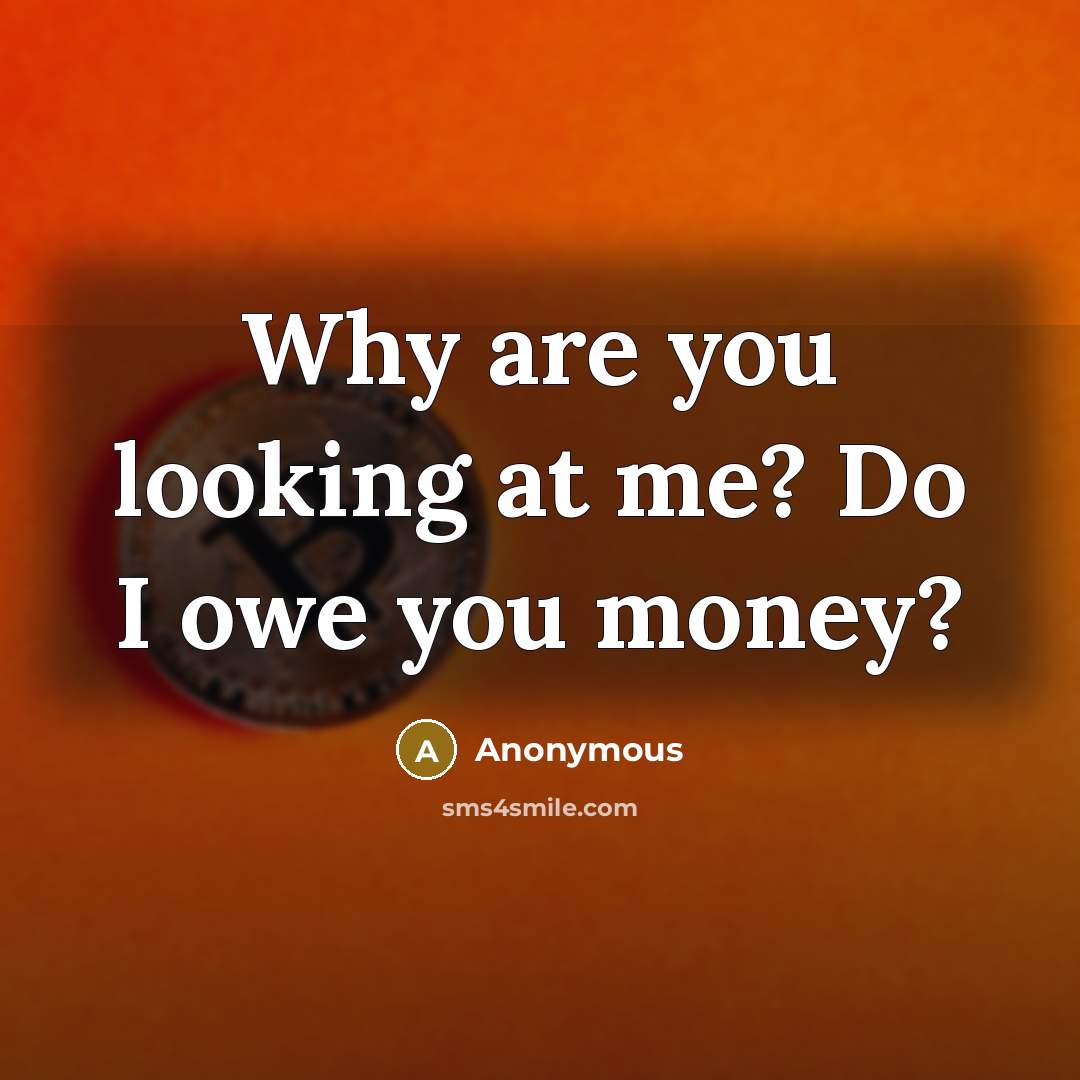“Why are you looking at me? Do I owe you…” quote by Anonymous