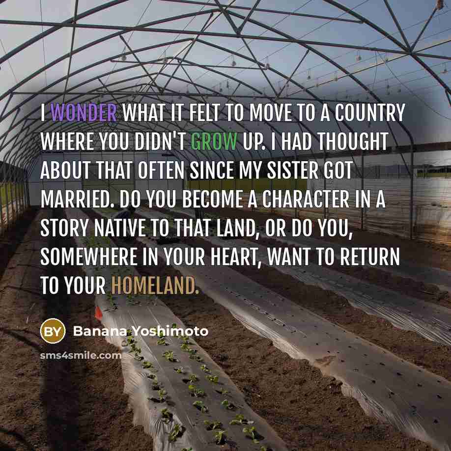 “I wonder what it felt to move to a country…” quote by Banana Yoshimoto
