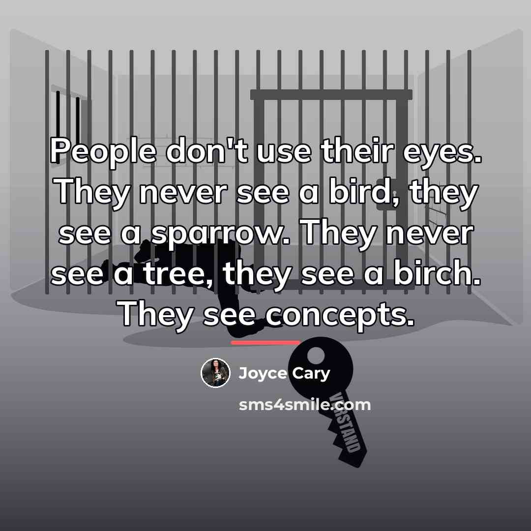 “People don't use their eyes. They never see a bird,…” quote by Joyce Cary