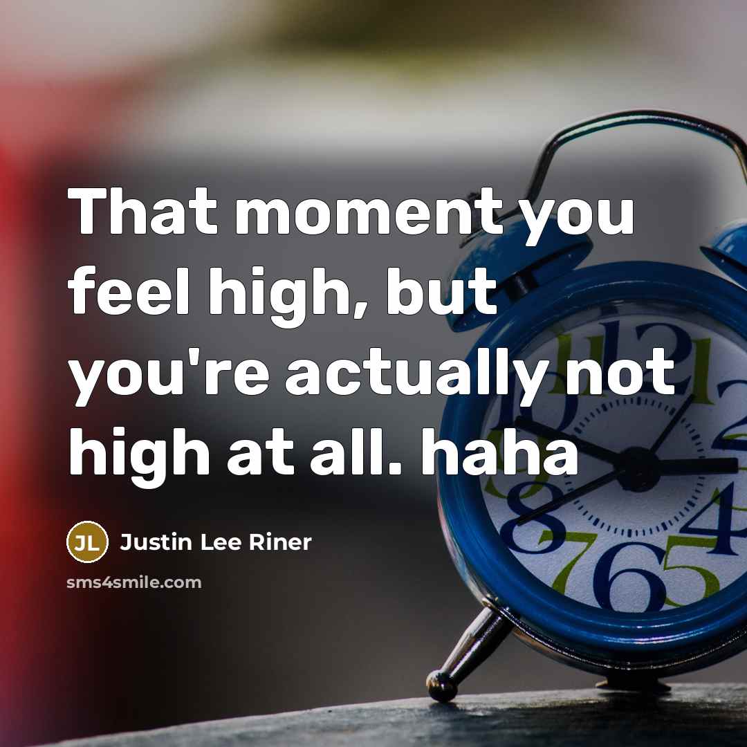 “That moment you feel high, but you're actually not high…” quote by Justin Lee Riner