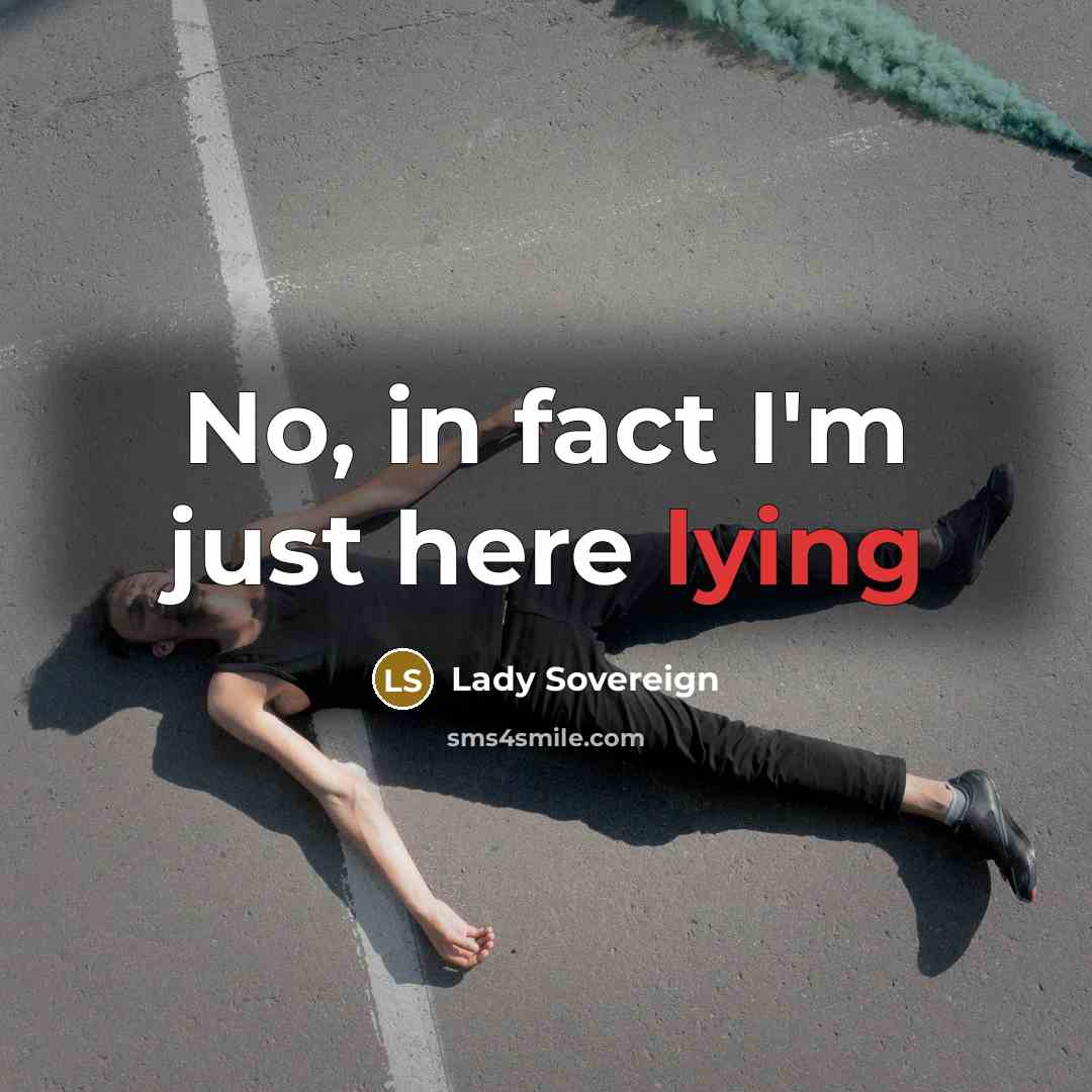 “No, in fact I'm just here lying” quote by Lady Sovereign