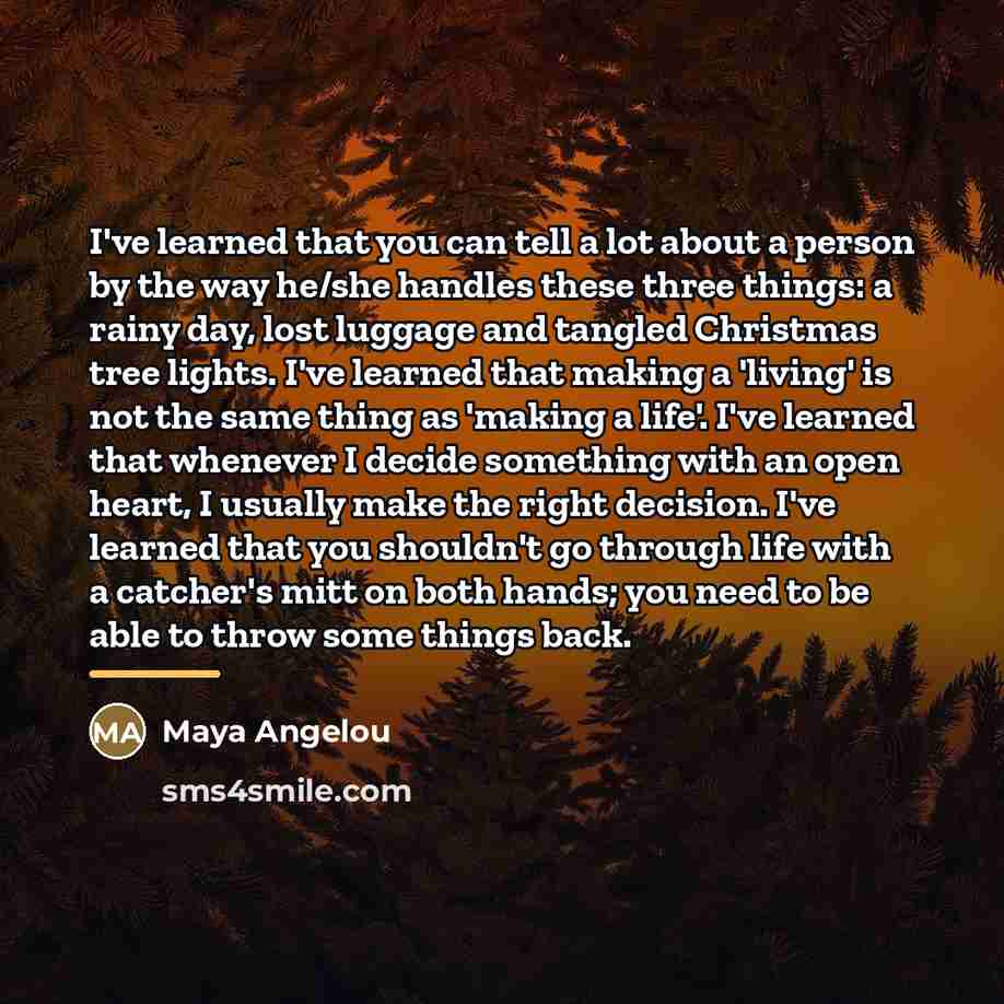 “I've learned that you can tell a lot about a…” quote by Maya Angelou