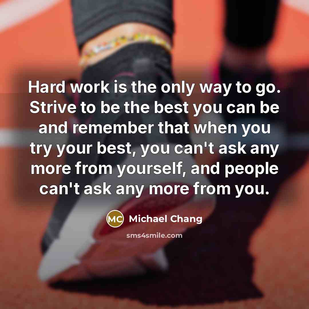 “Hard work is the only way to go. Strive to…” quote by Michael Chang