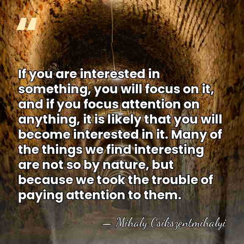 If you are interested in something, you will focus on it, and&hellip; - Mihaly Csikszentmihalyi