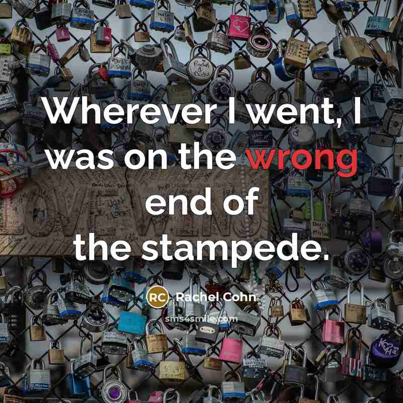 “Wherever I went, I was on the wrong end of…” quote by Rachel Cohn