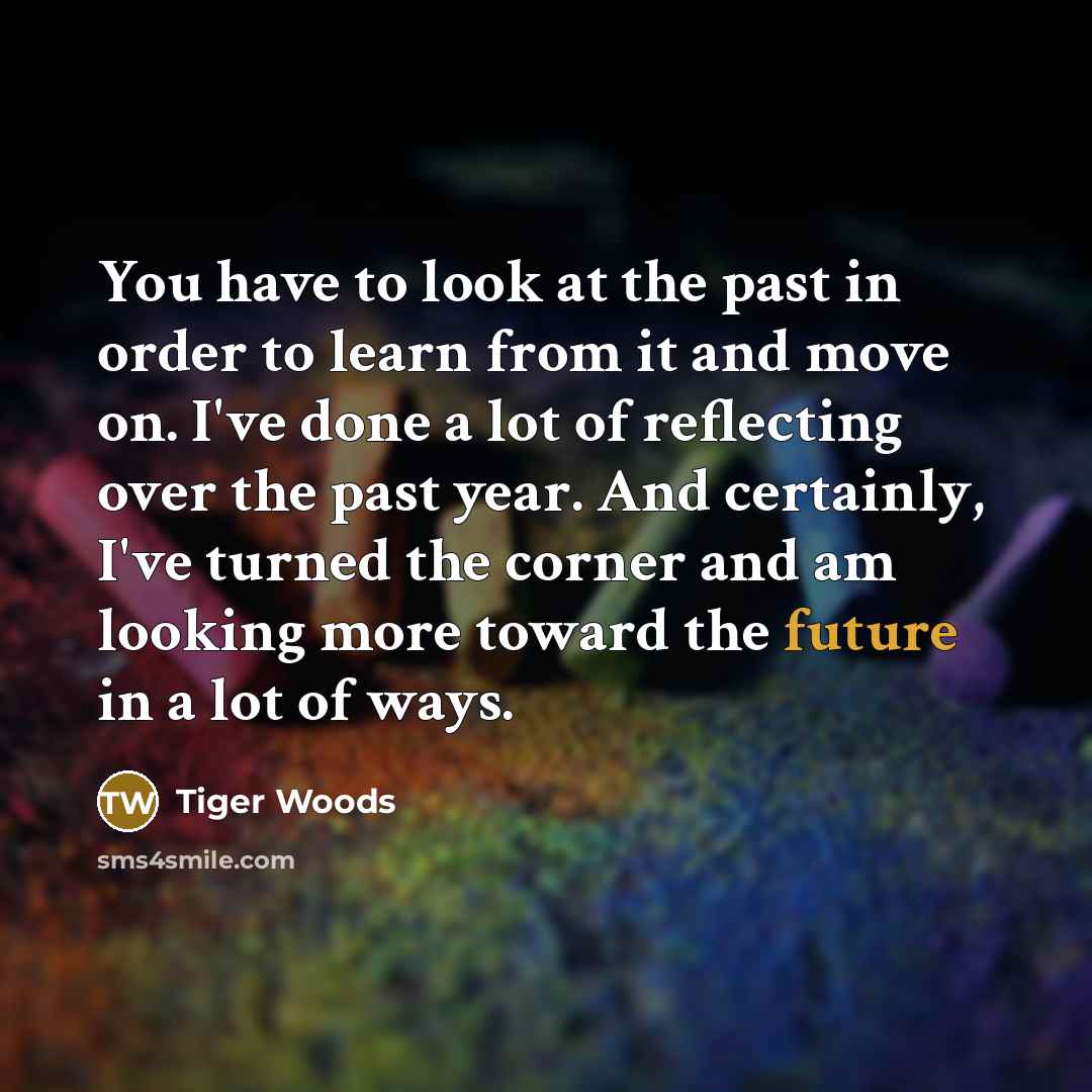 “You have to look at the past in order to…” quote by Tiger Woods