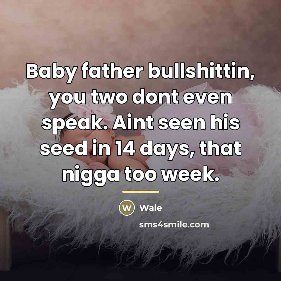 “Baby father bullshittin, you two dont even speak. Aint seen…” quote by Wale