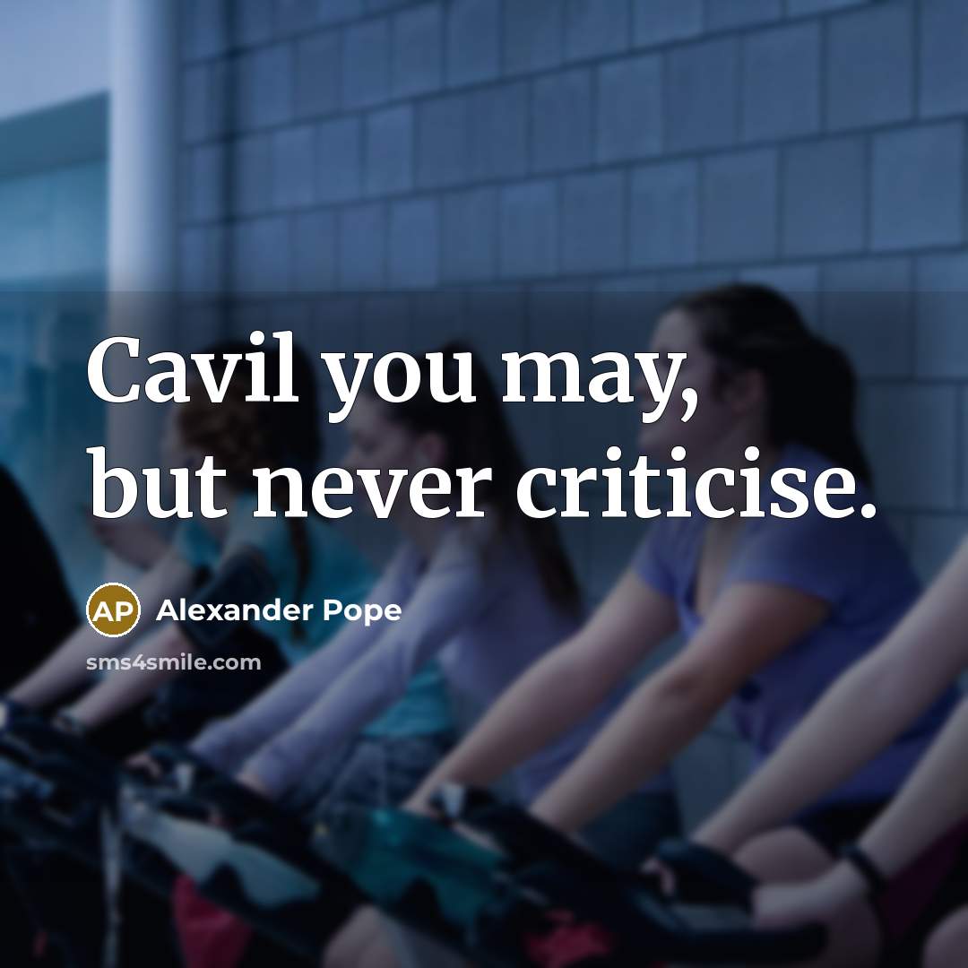 “Cavil you may, but never criticise.…” quote by Alexander Pope
