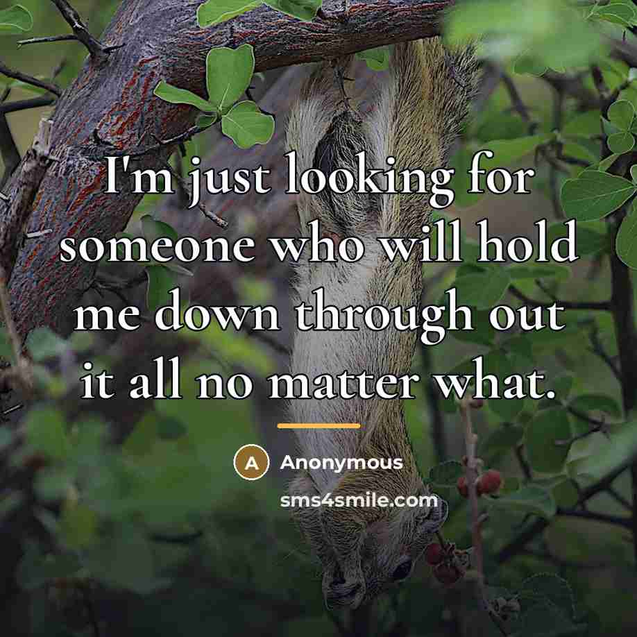 “I'm just looking for someone who will hold me down…” quote by Anonymous