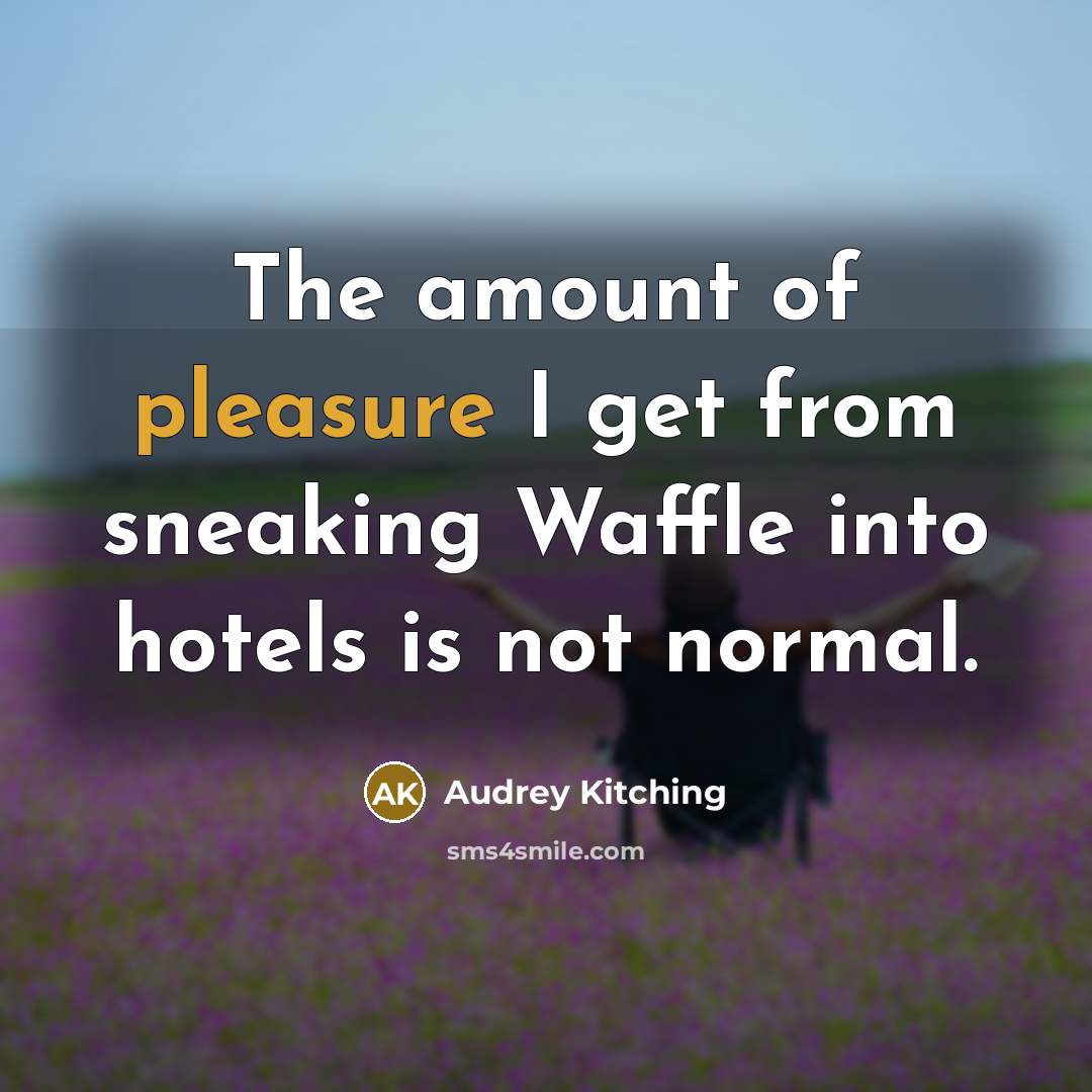 “The amount of pleasure I get from sneaking Waffle into…” quote by Audrey Kitching