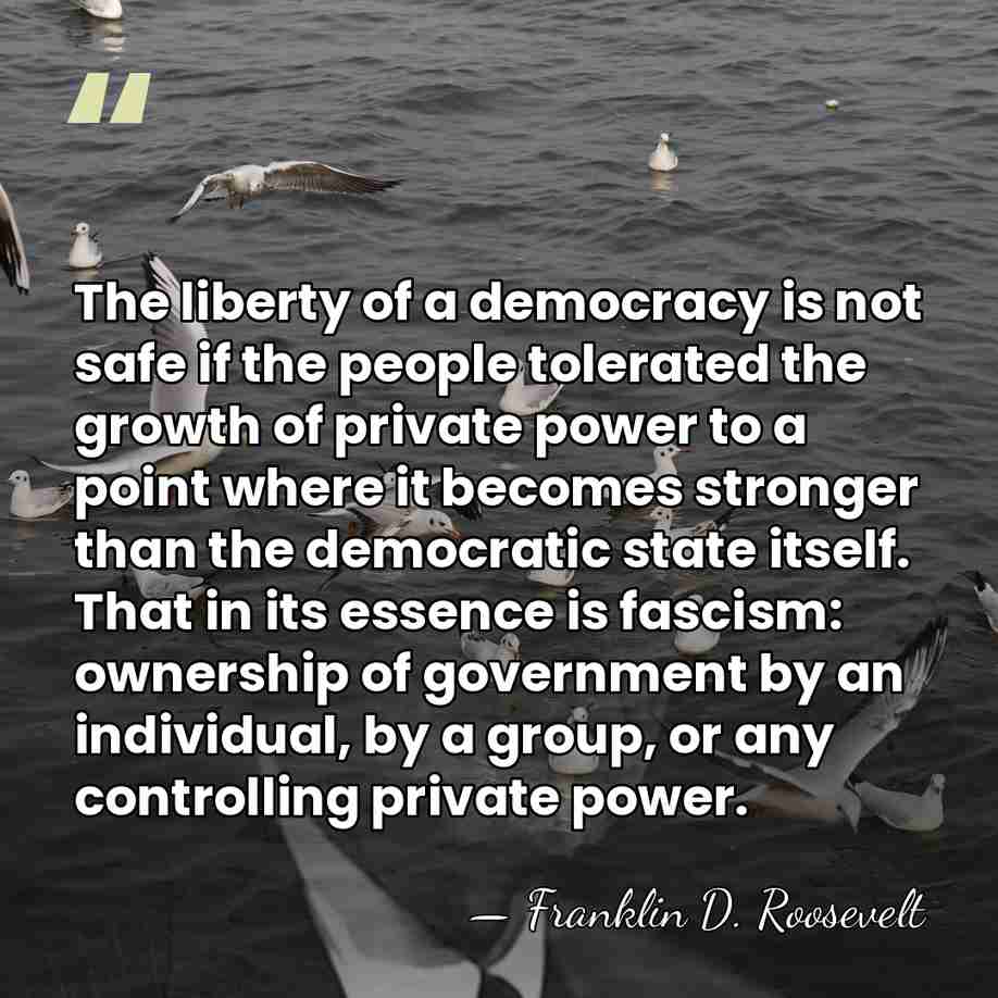 The liberty of a democracy is not safe if the people tolerated&hellip; - Franklin D. Roosevelt
