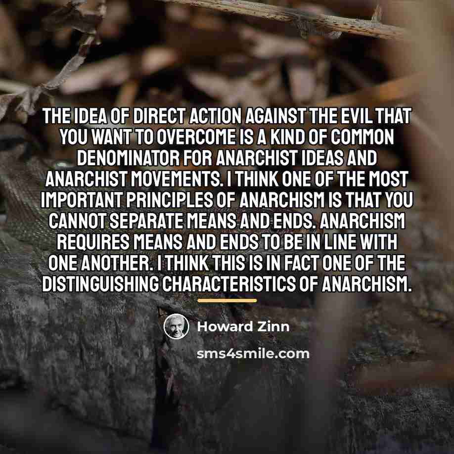 “The idea of direct action against the evil that you…” quote by Howard Zinn