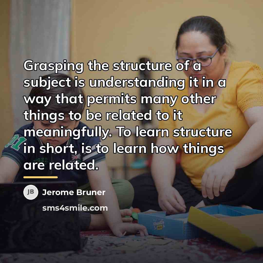 “Grasping the structure of a subject is understanding it in…” quote by Jerome Bruner