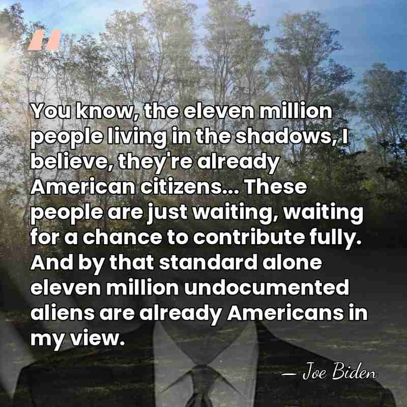 You know, the eleven million people living in the shadows, I believe,&hellip; - Joe Biden
