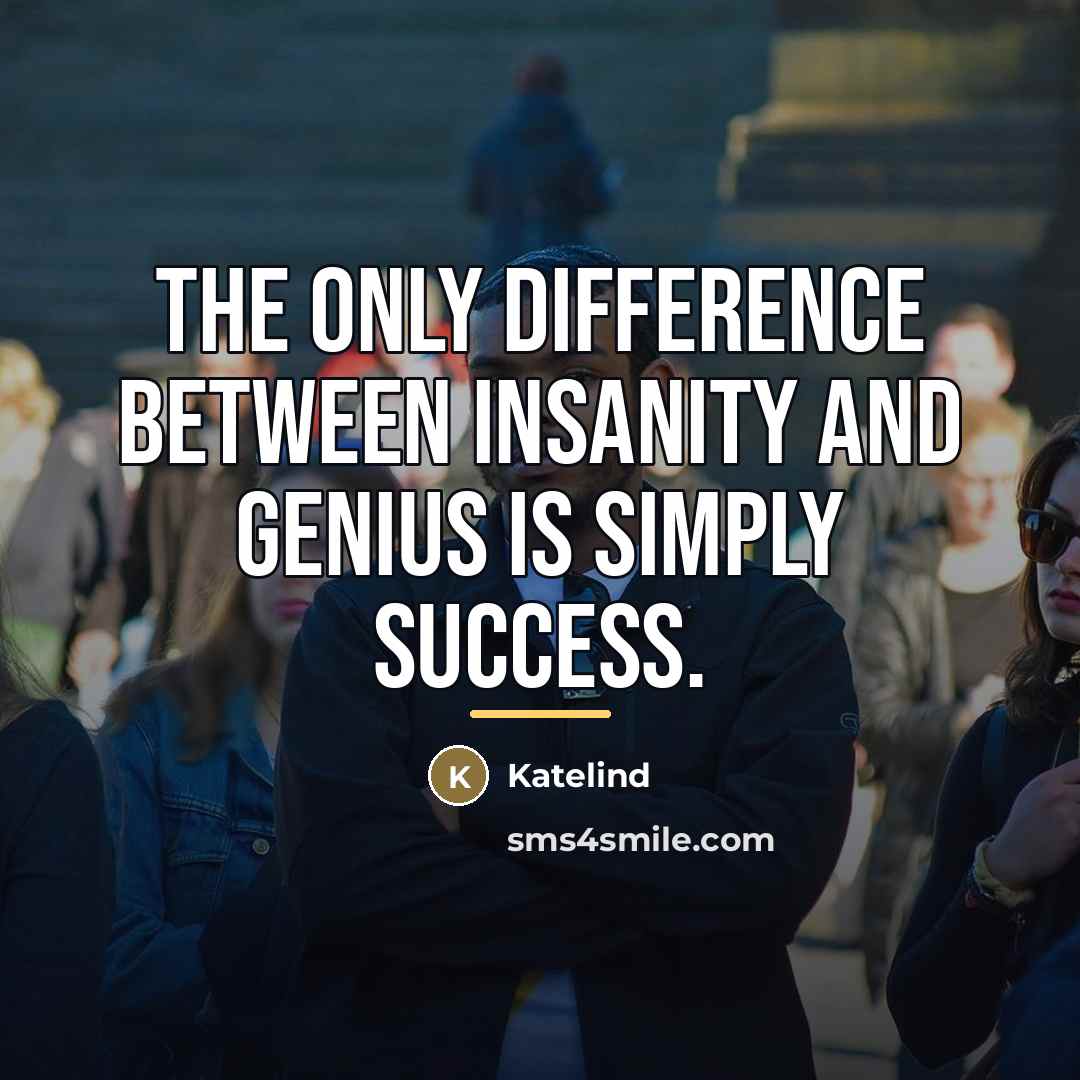 “The only difference between insanity and genius is simply success.…” quote by Katelind