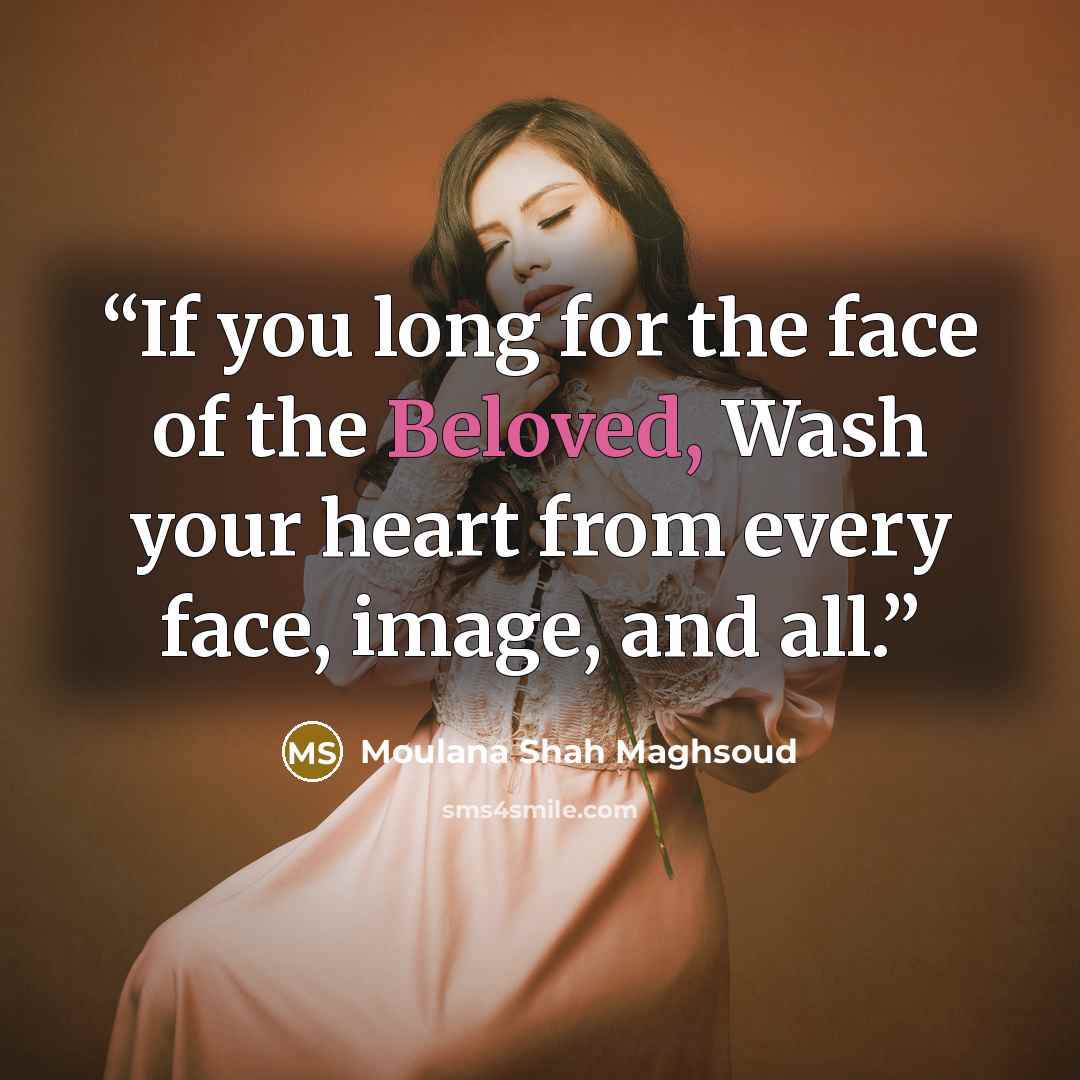 “If you long for the face of the Beloved, Wash your heart from every face, image, and all.” quote by Moulana Shah Maghsoud