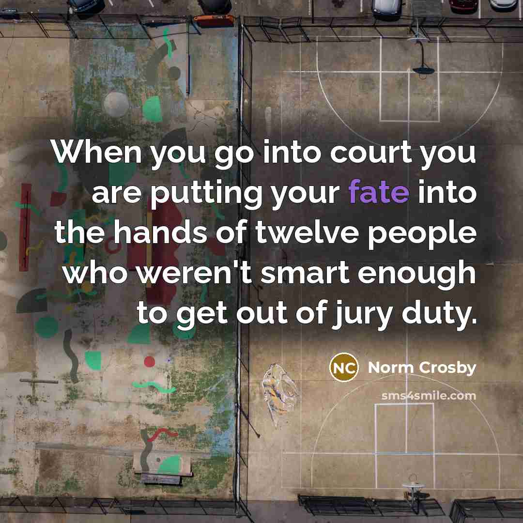 “When you go into court you are putting your fate…” quote by Norm Crosby