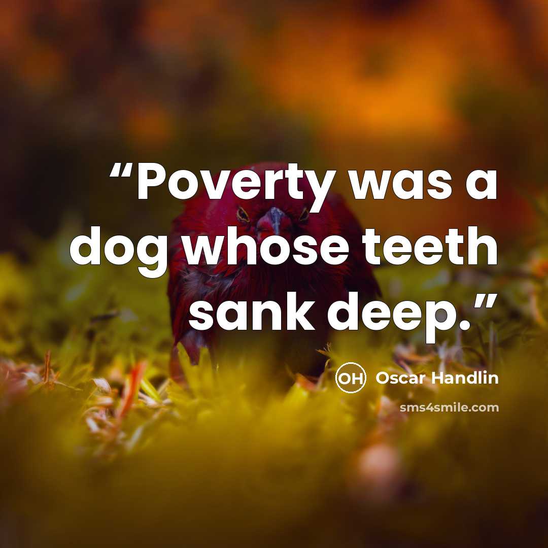 “Poverty was a dog whose teeth sank deep.” quote by Oscar Handlin