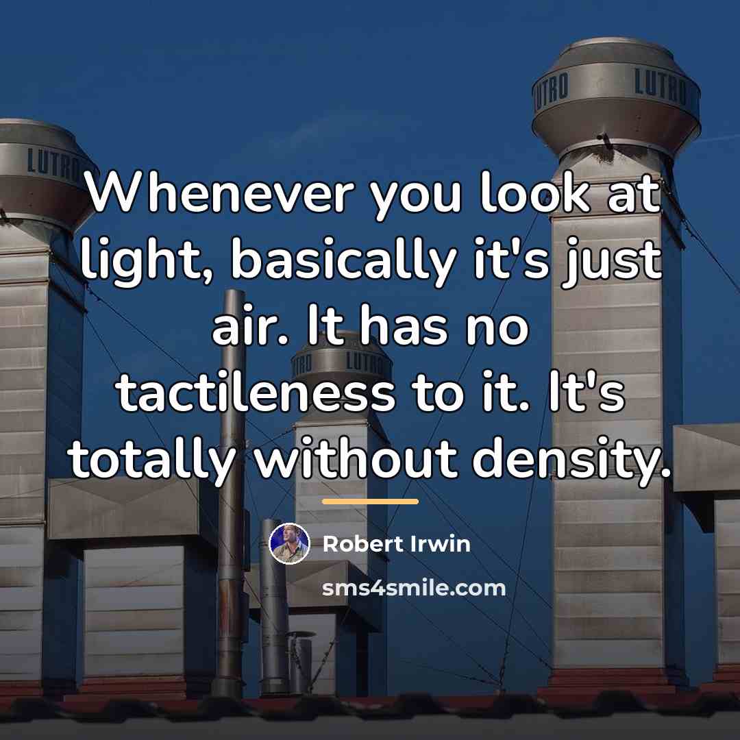 “Whenever you look at light, basically it's just air. It…” quote by Robert Irwin