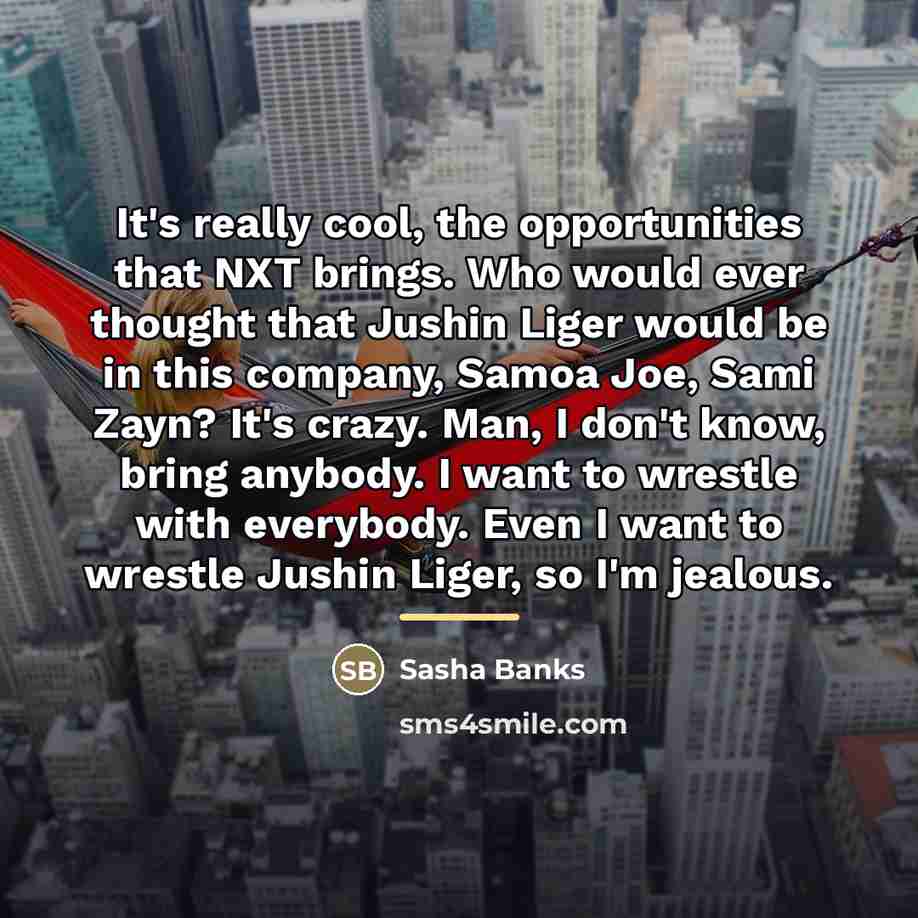 “It's really cool, the opportunities that NXT brings. Who would…” quote by Sasha Banks