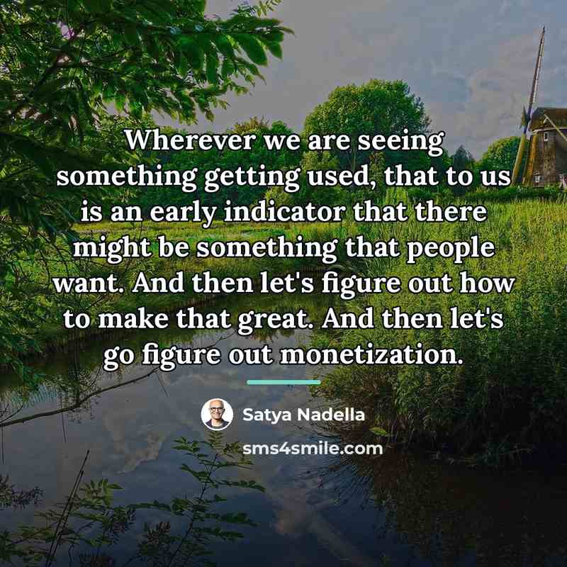 “Wherever we are seeing something getting used, that to us…” quote by Satya Nadella