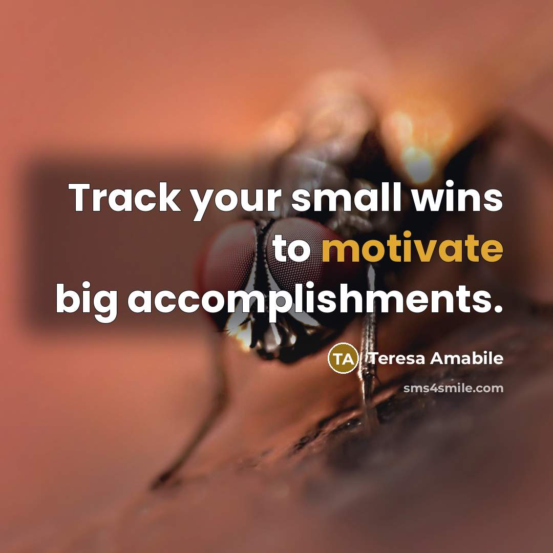 “Track your small wins to motivate big accomplishments.…” quote by Teresa Amabile