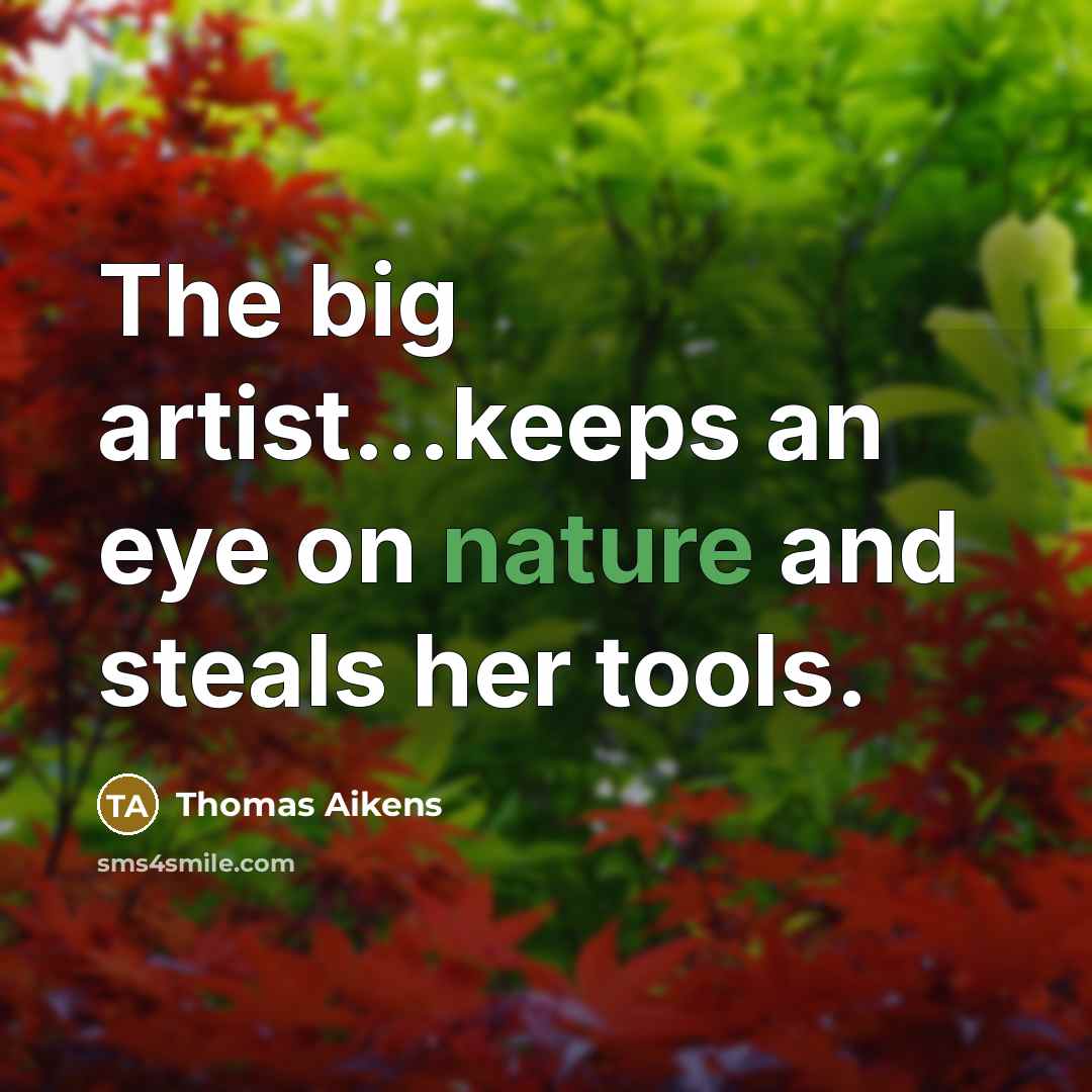 “The big artist...keeps an eye on nature and steals her tools.” quote by Thomas Aikens