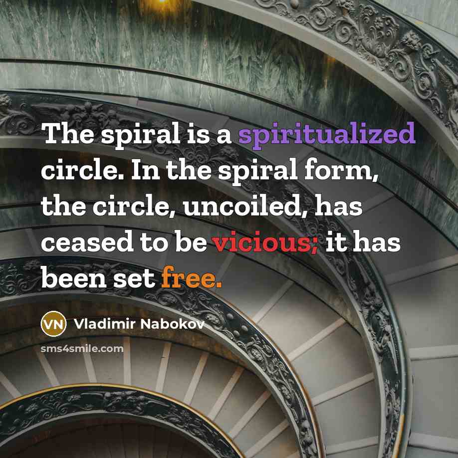 “The spiral is a spiritualized circle. In the spiral form,…” quote by Vladimir Nabokov