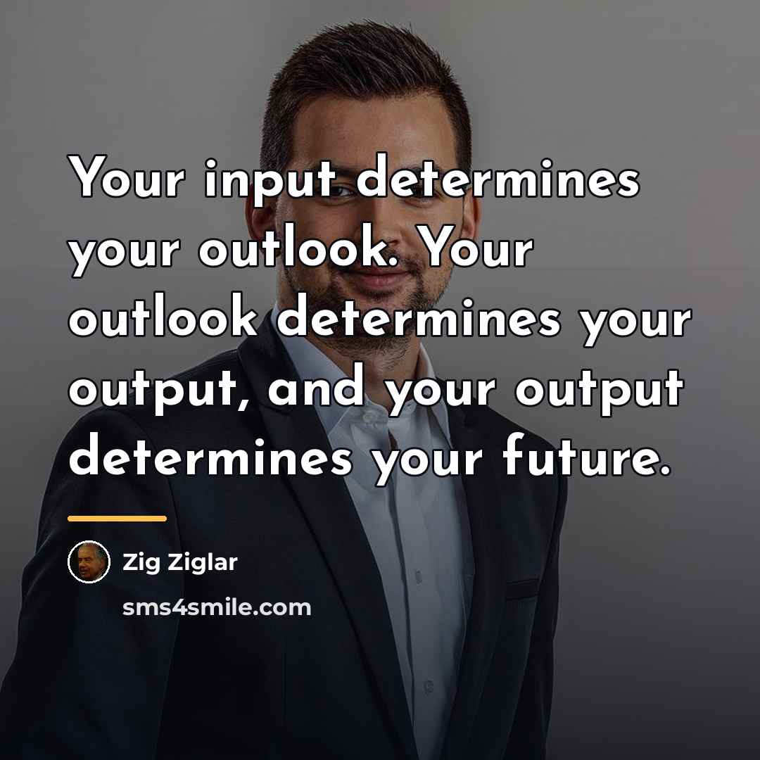 “Your input determines your outlook. Your outlook determines your output,…” quote by Zig Ziglar