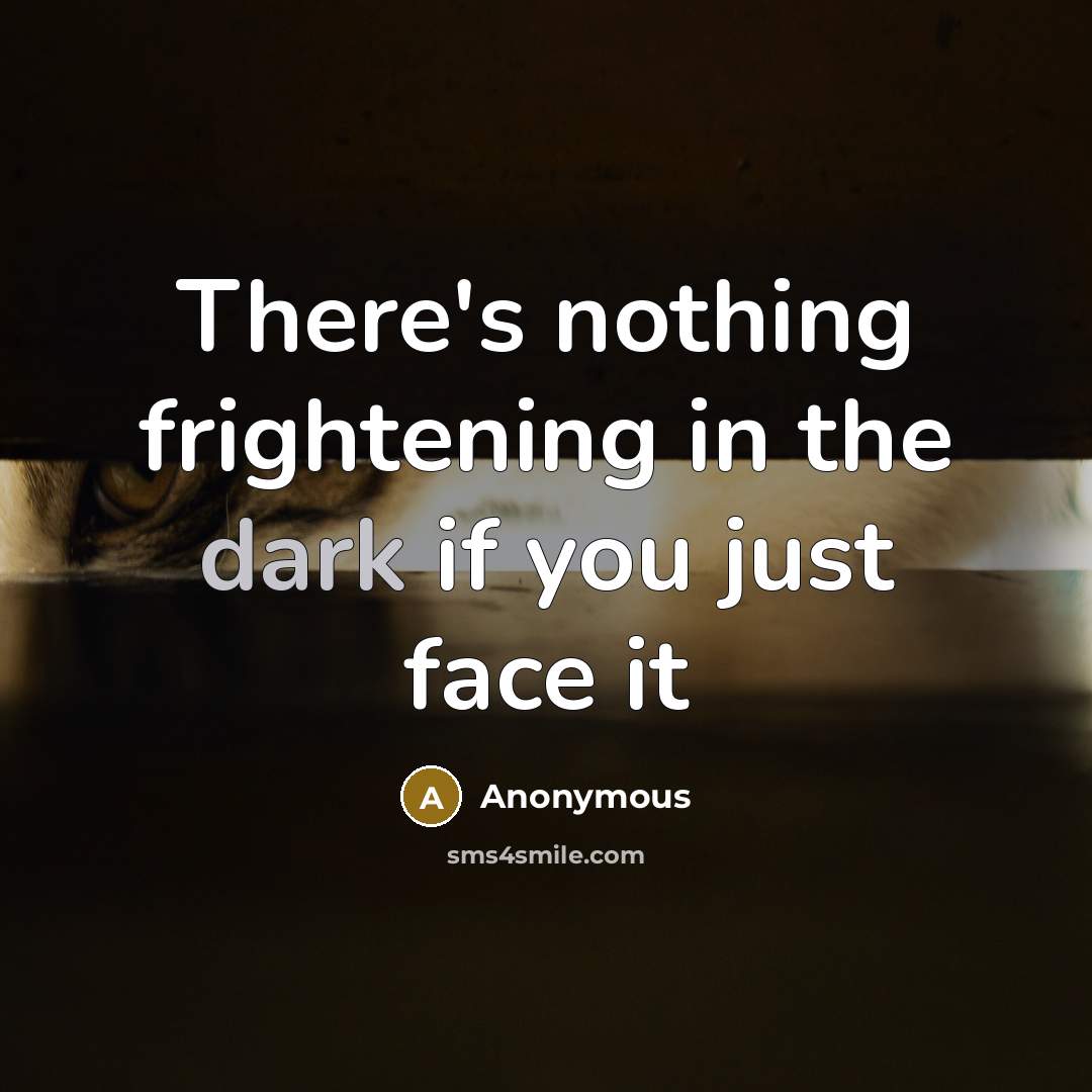 “There's nothing frightening in the dark if you just face…” quote by Anonymous
