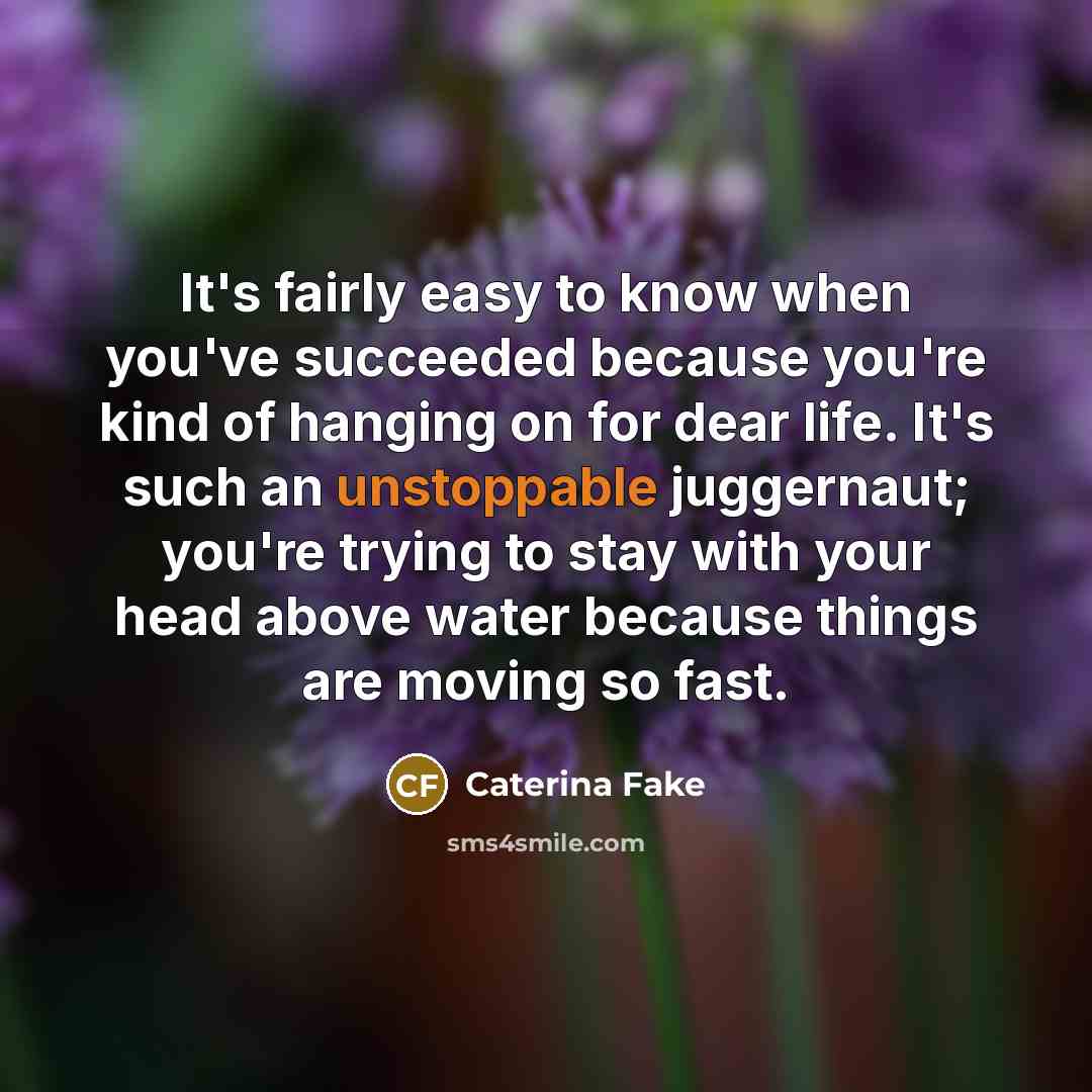 “It's fairly easy to know when you've succeeded because you're…” quote by Caterina Fake