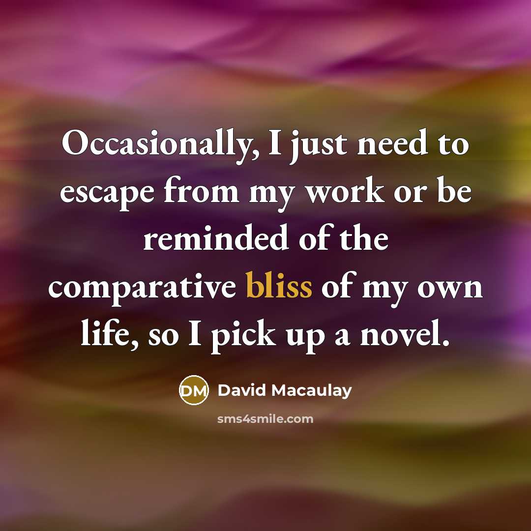 “Occasionally, I just need to escape from my work or…” quote by David Macaulay