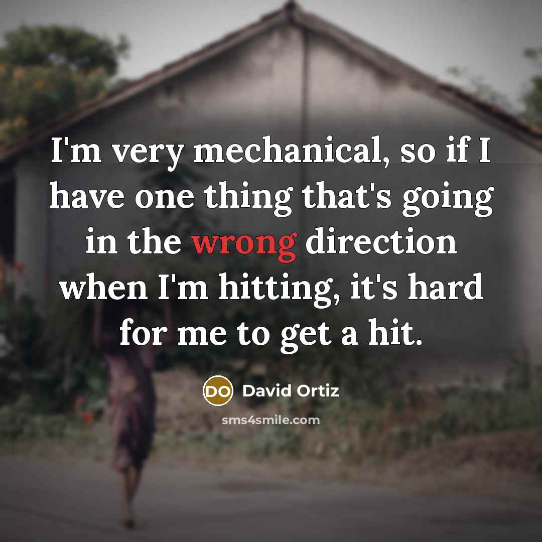 “I'm very mechanical, so if I have one thing that's…” quote by David Ortiz
