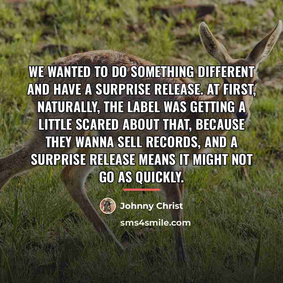 “We wanted to do something different and have a surprise…” quote by Johnny Christ