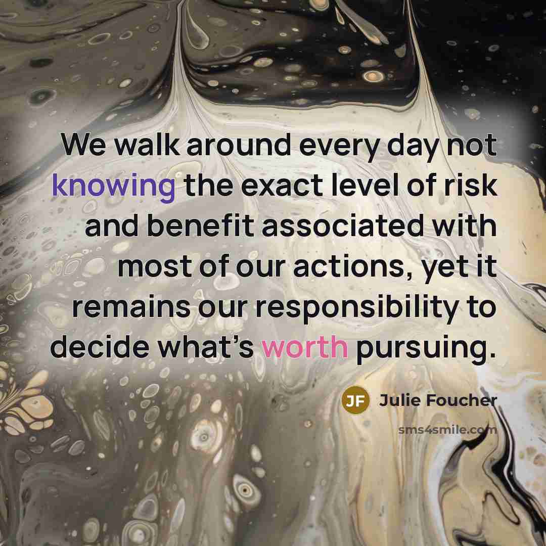 “We walk around every day not knowing the exact level…” quote by Julie Foucher