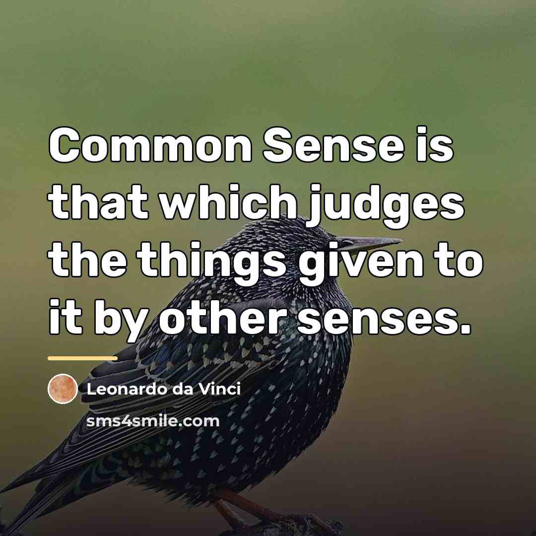 “Common Sense is that which judges the things given to…” quote by Leonardo da Vinci