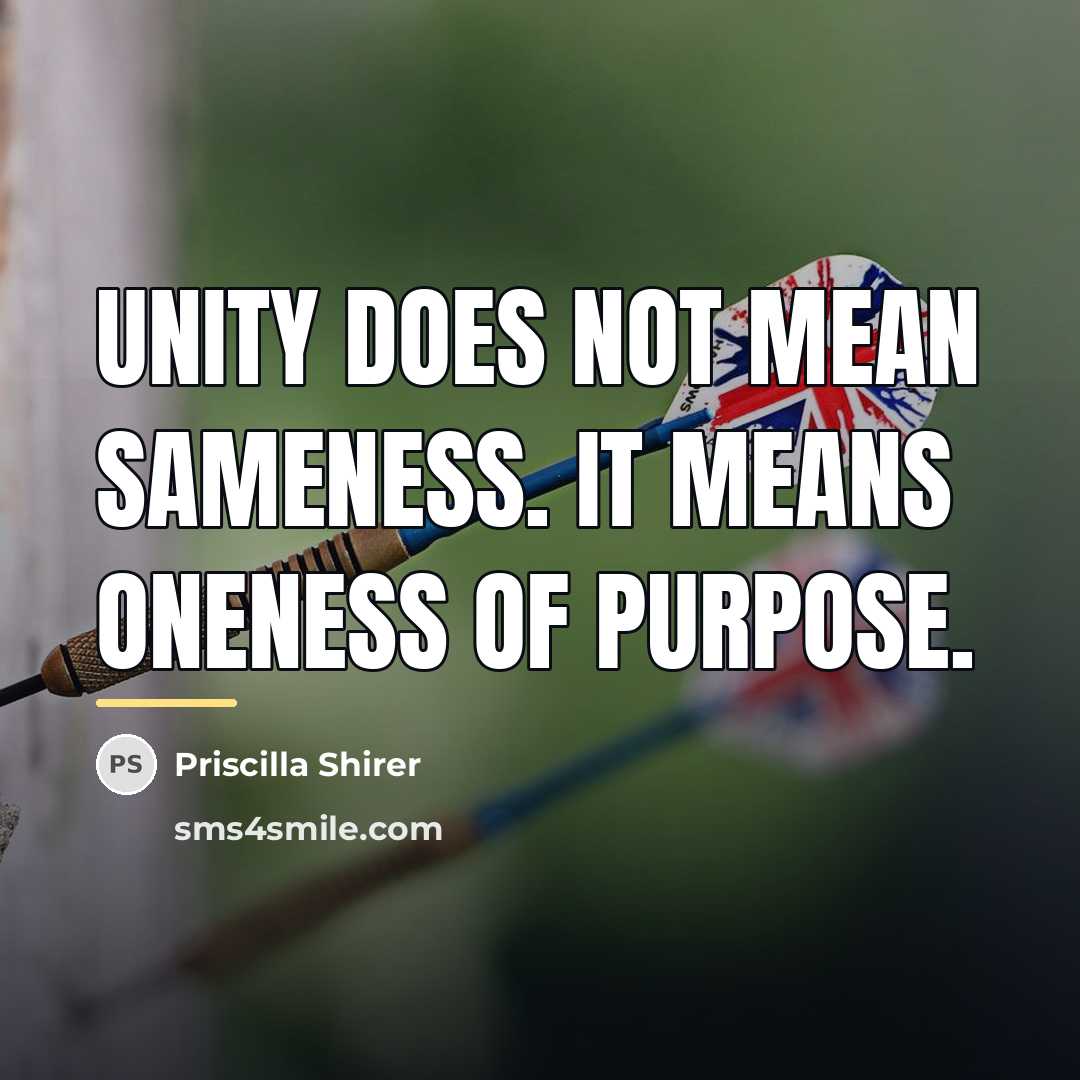 “Unity does not mean sameness. It means oneness of purpose.…” quote by Priscilla Shirer