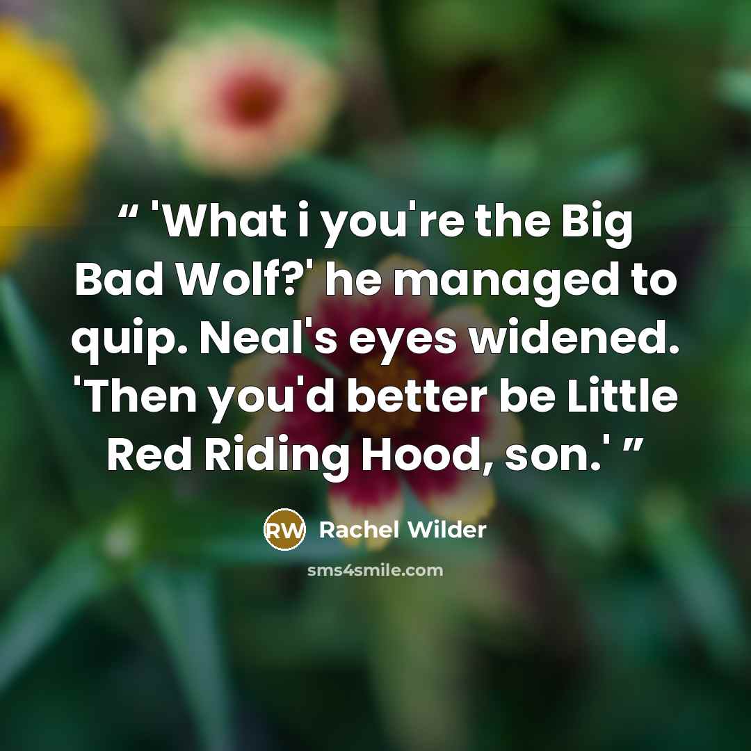 “'What i you're the Big Bad Wolf?' he managed to quip. Neal's eyes widened. 'Then you'd better be Little Red Riding Hood, son.'” quote by Rachel Wilder