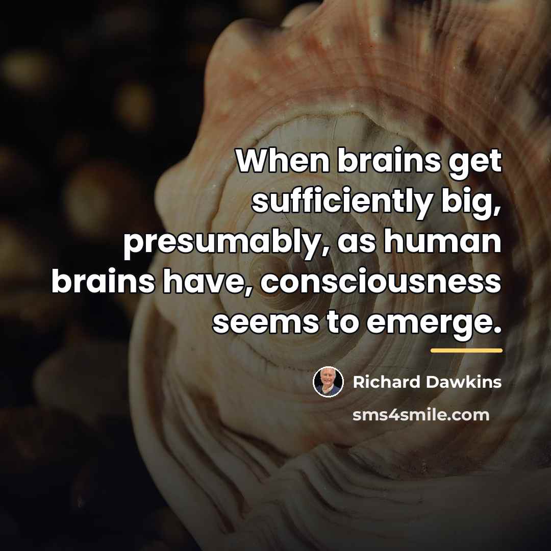 “When brains get sufficiently big, presumably, as human brains have,…” quote by Richard Dawkins