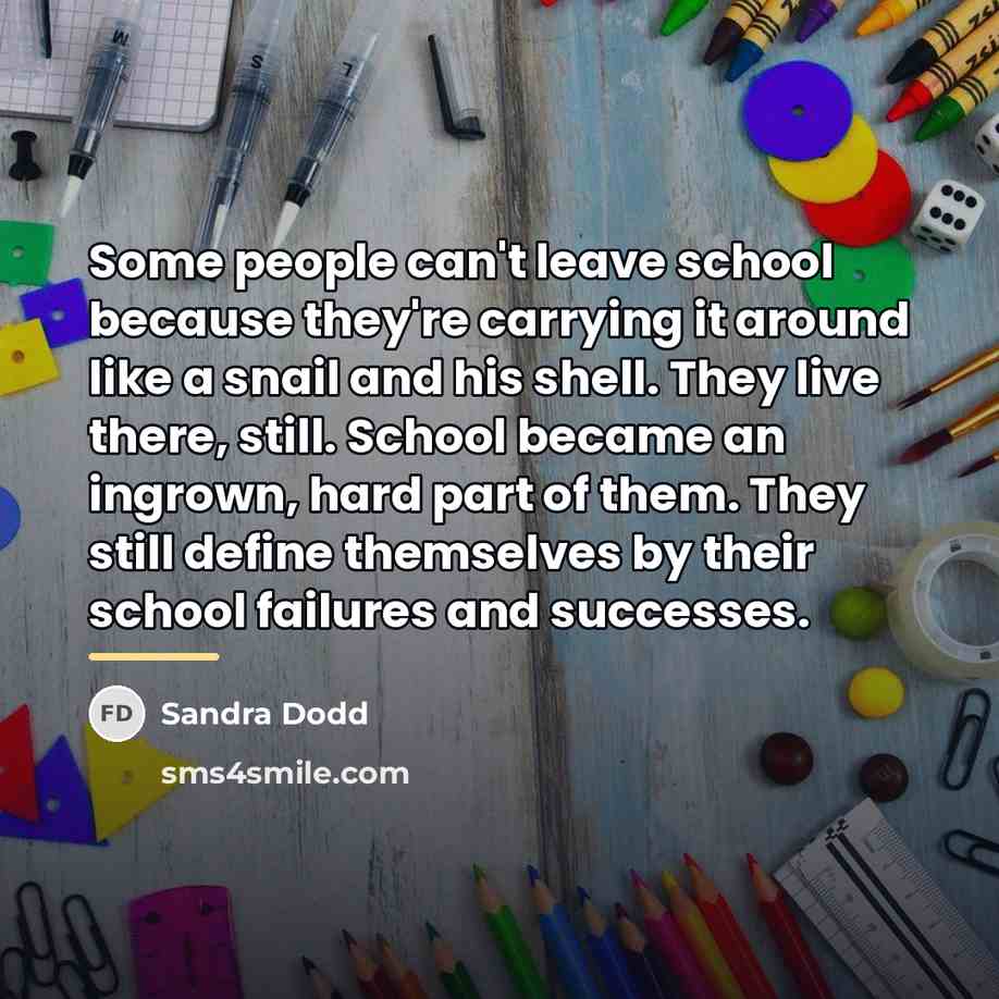 “Some people can't leave school because they're carrying it around…” quote by Sandra Dodd
