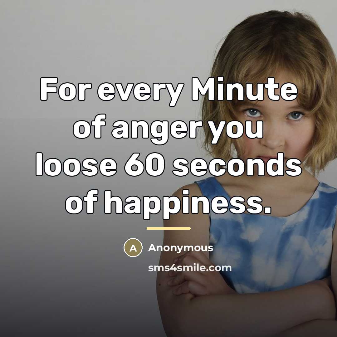 “For every Minute of anger you loose 60 seconds of…” quote by Anonymous