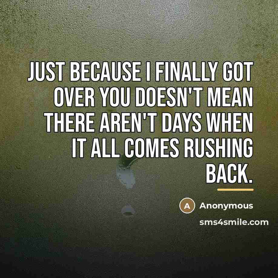 “Just because I finally got over you doesn't mean there…” quote by Anonymous