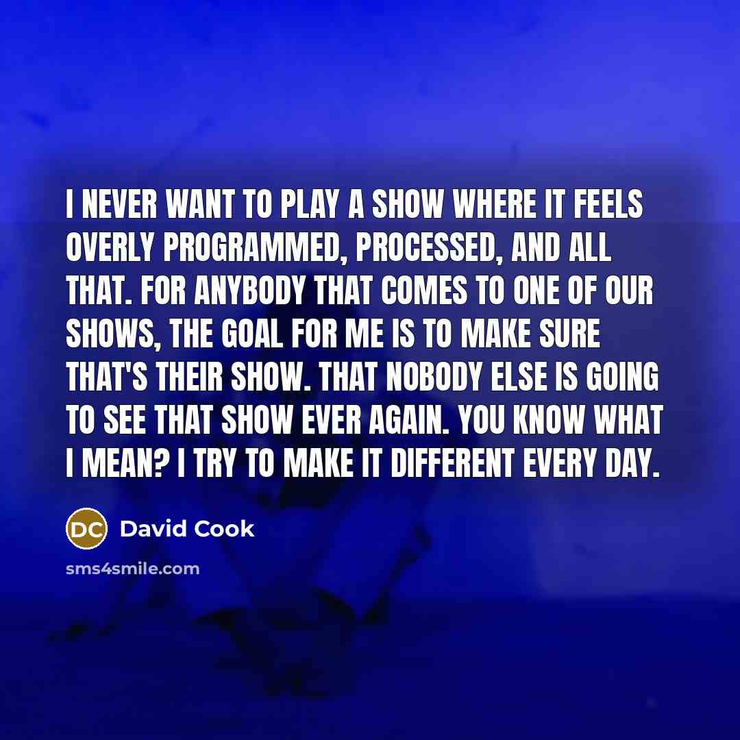 “I never want to play a show where it feels…” quote by David Cook