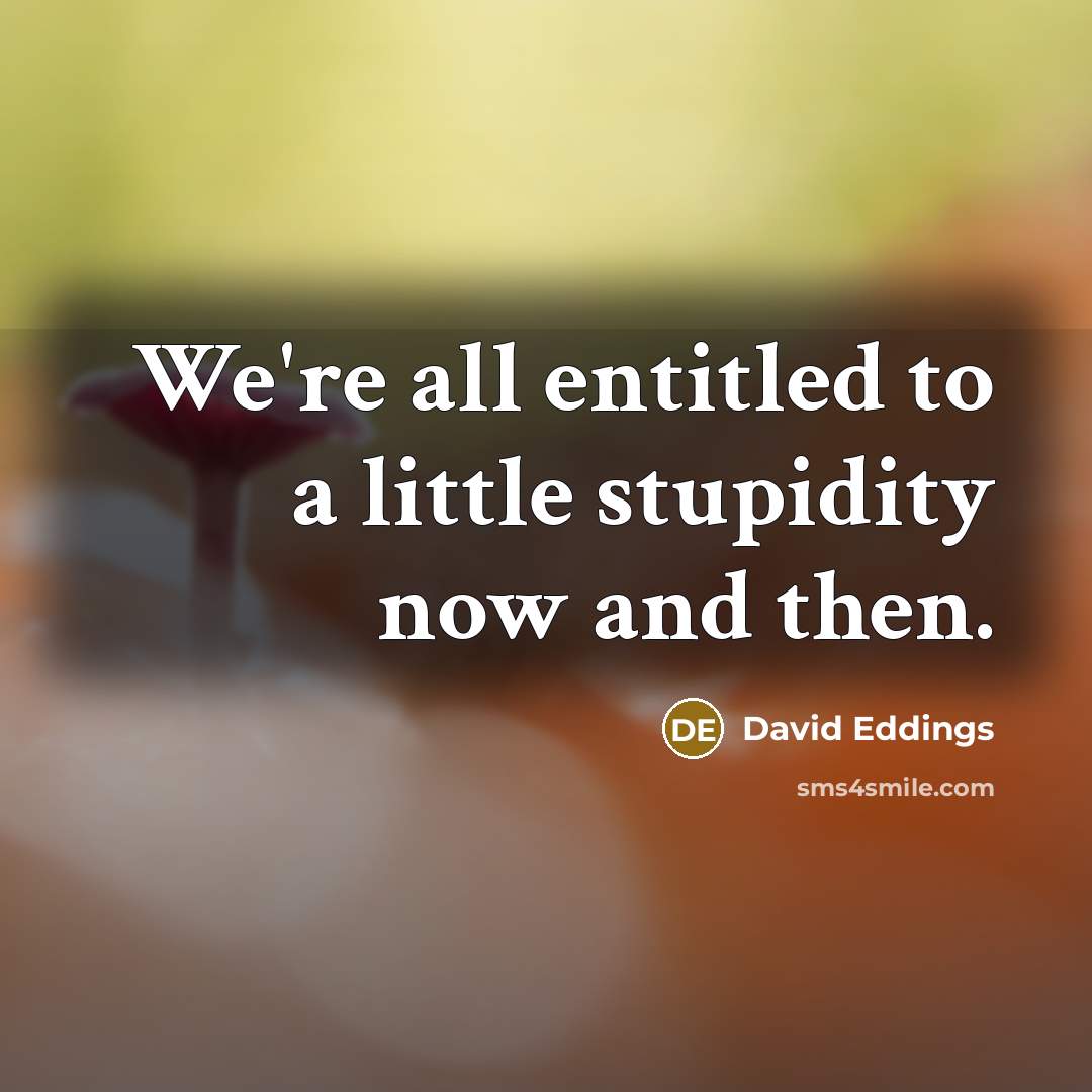 “We're all entitled to a little stupidity now and then.…” quote by David Eddings