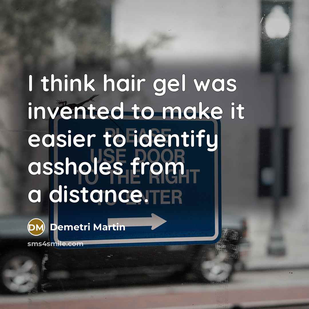 “I think hair gel was invented to make it easier…” quote by Demetri Martin