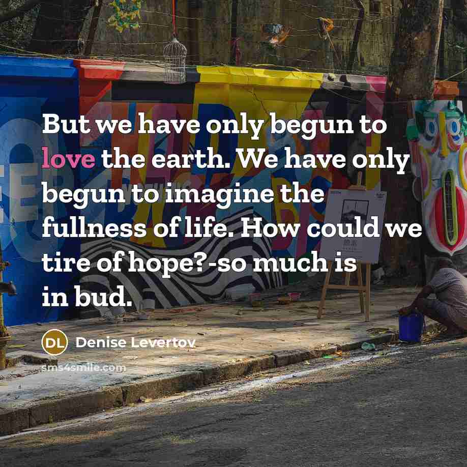 “But we have only begun to love the earth. We…” quote by Denise Levertov