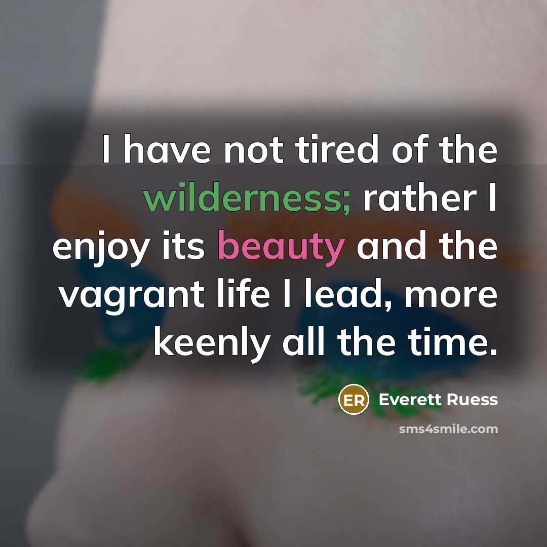 “I have not tired of the wilderness; rather I enjoy…” quote by Everett Ruess