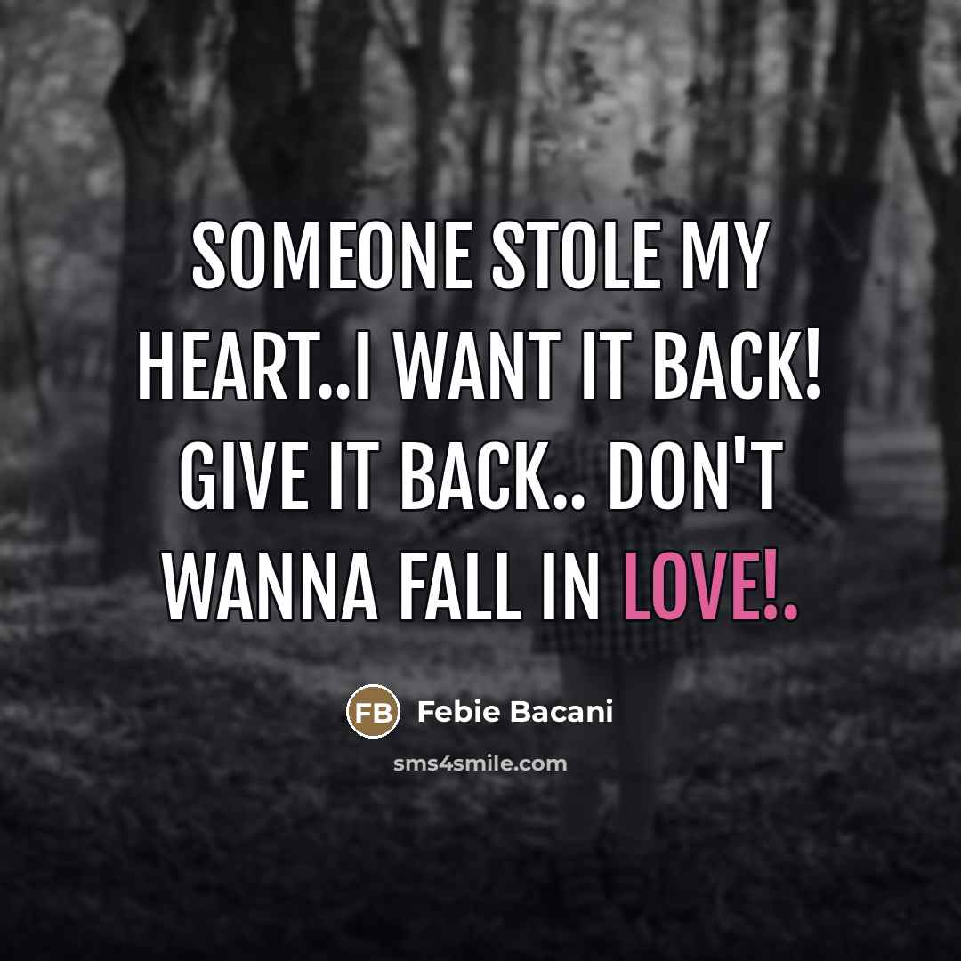 “Someone stole my heart..i want it back! Give it back..…” quote by Febie Bacani