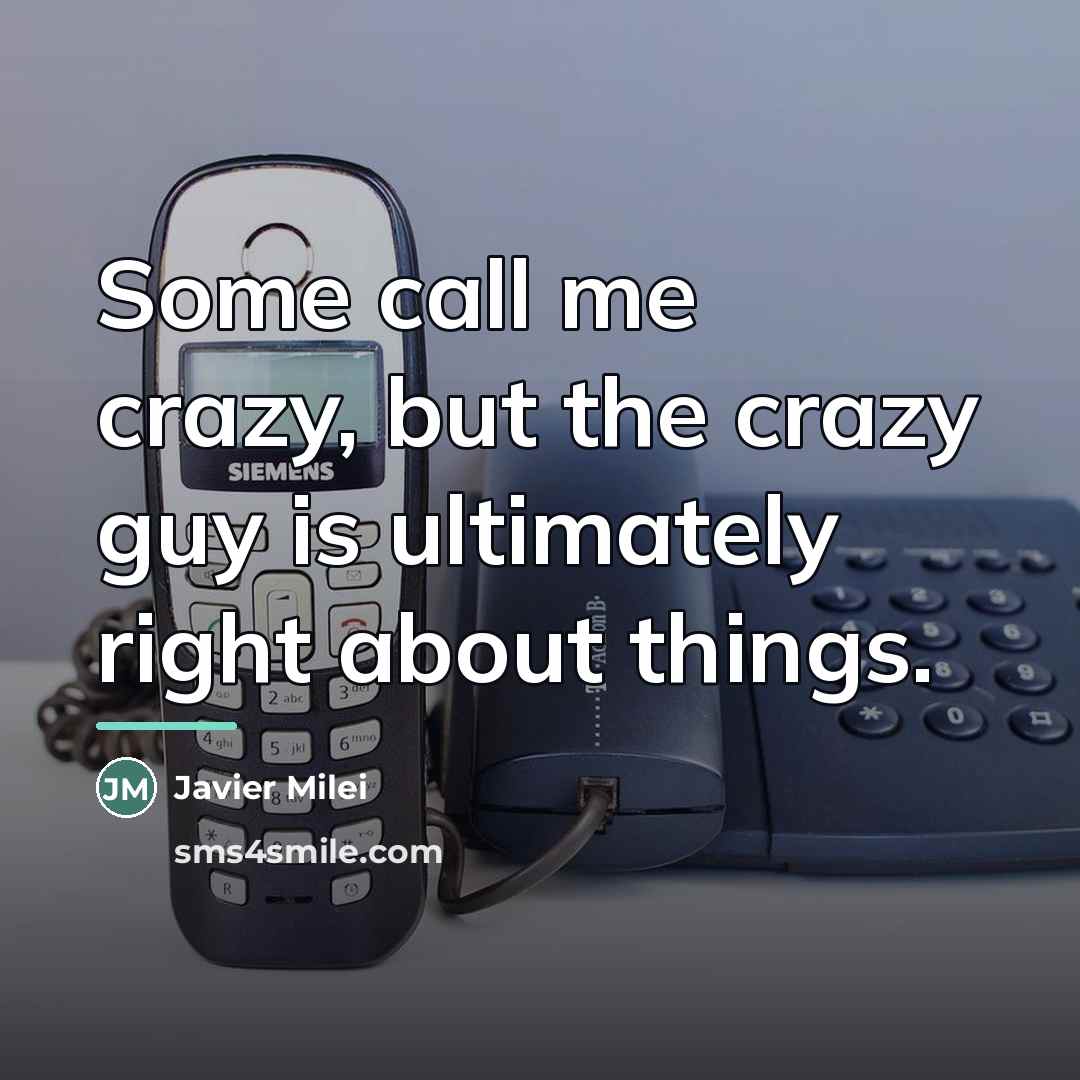 “Some call me crazy, but the crazy guy is ultimately…” quote by Javier Milei