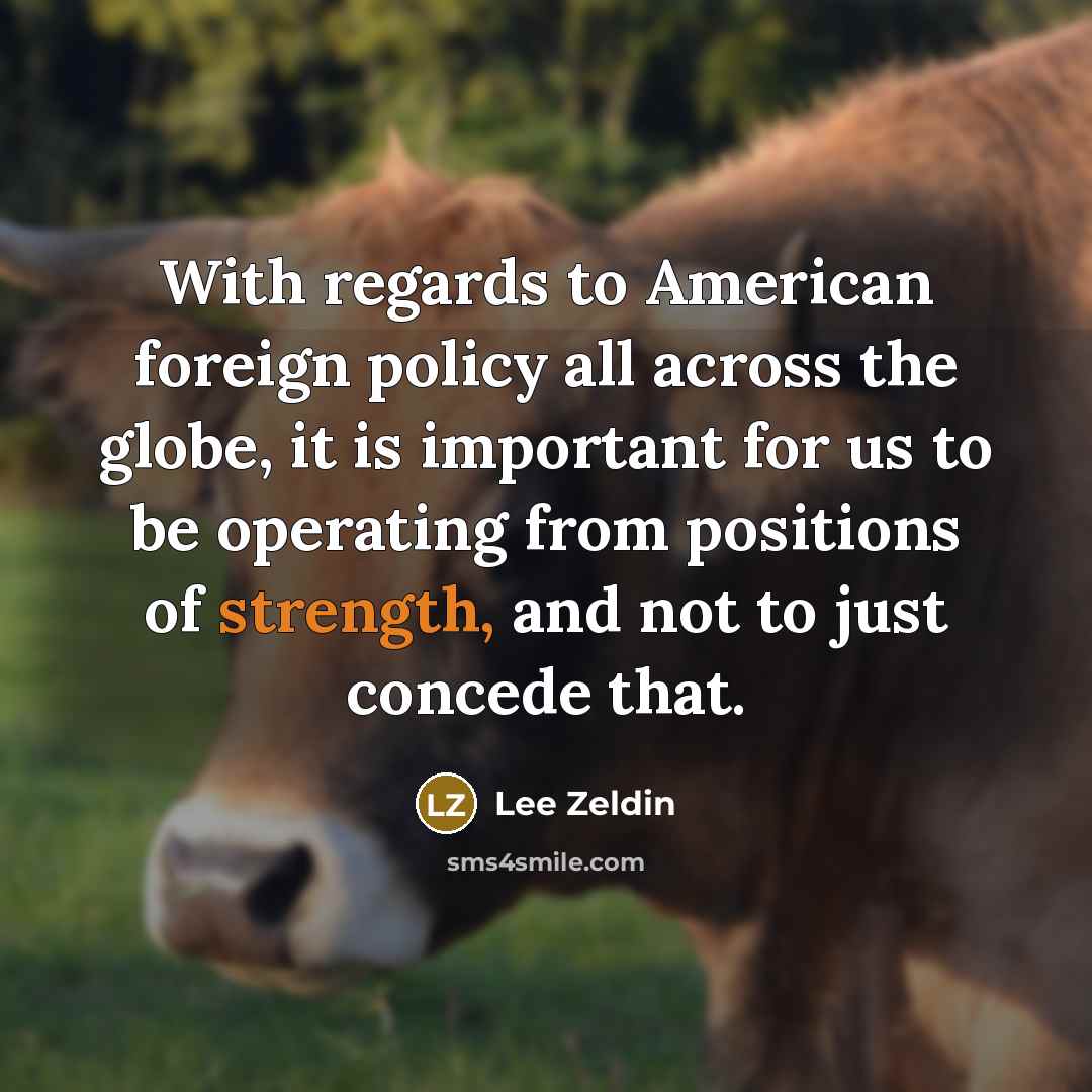 “With regards to American foreign policy all across the globe,…” quote by Lee Zeldin